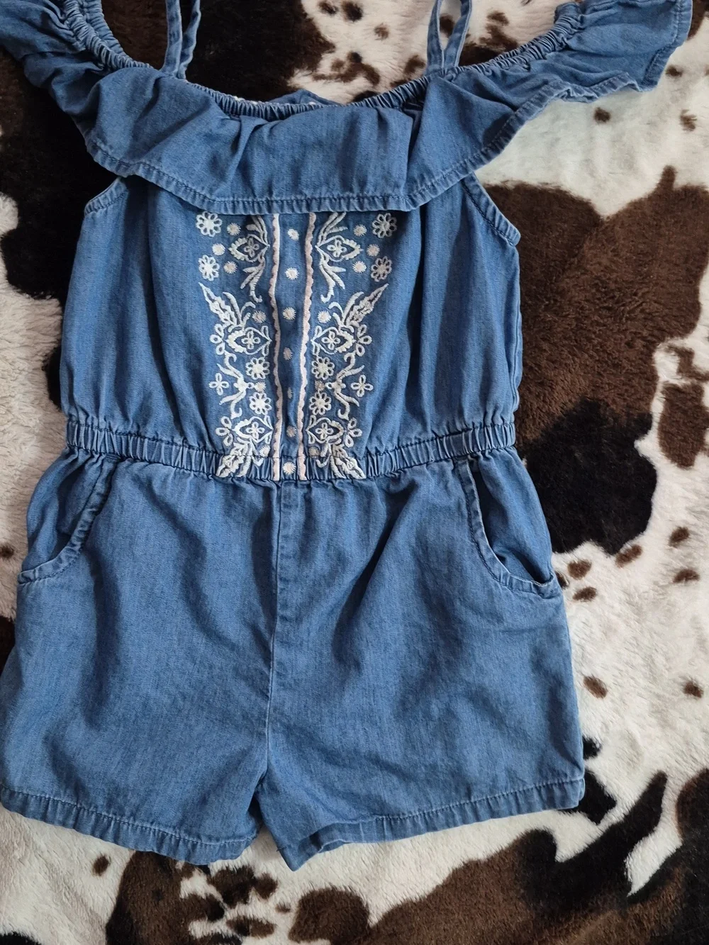 Old Navy Yellow Floral & Denim Blue Mixed Romper Bundle